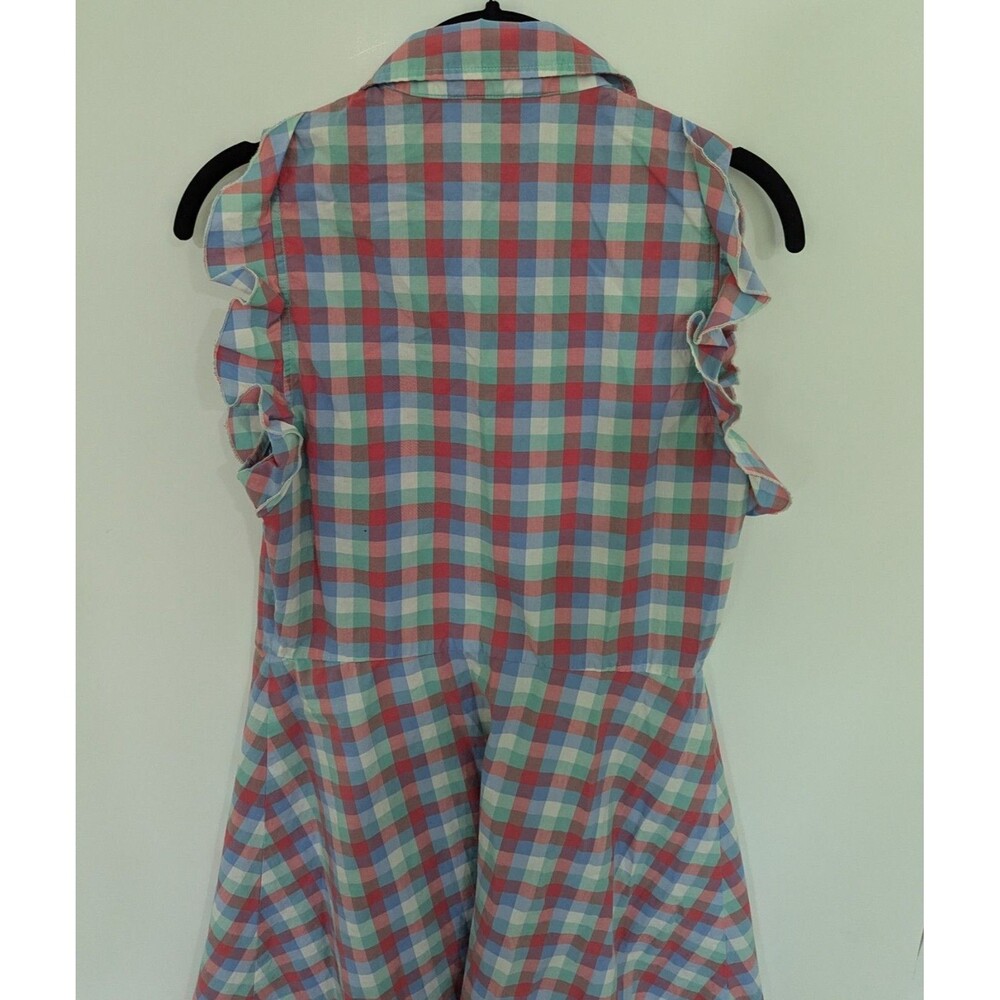Kate Spade New York Blue & Pink Madras Poplin Shirt Dress, Size 6 100% Cotton - Picture 5 of 12